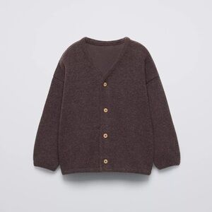 ZARA WOOL BLEND KNIT CARDIGAN BROWN